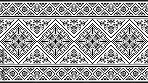 Hmong tribal design patterns feature unique black designs, suitable for use in clothing, blankets, and wallpaper.