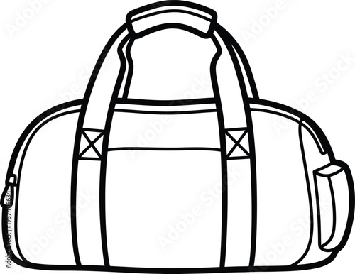 Gym duffel bag outline vector illustration for sports, travel, and fitness design
