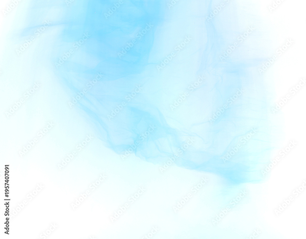 Fototapeta premium Soft blue atmospheric gradient on white background. Abstract cyan smoke mist fluidity overlay.