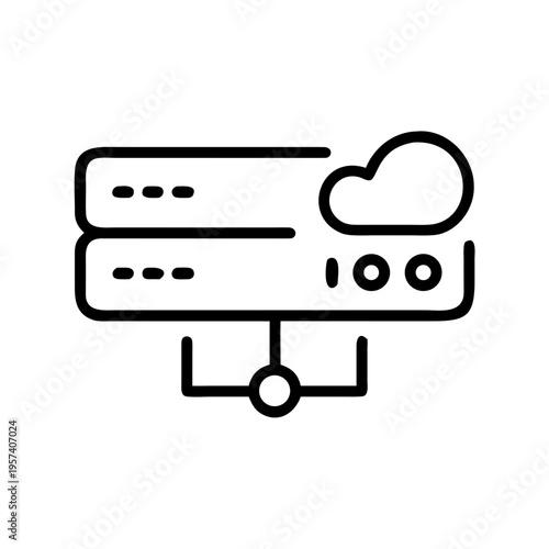 Server connected to cloud with network node for data transfer and cloud based services