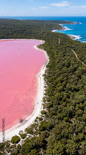 A striking aerial view show...