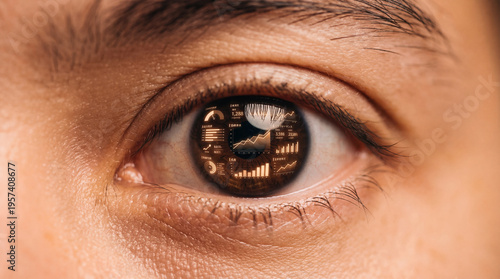 An eye reflecting business ...
