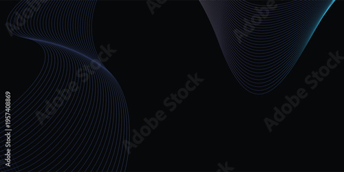 Modern sophisticated dark backdrop featuring elegant curved yellow line patterns and sharp transitions eps10