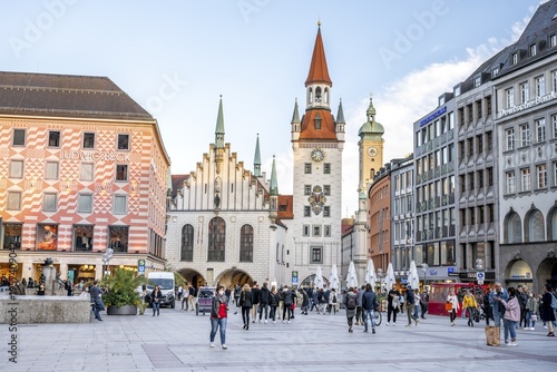 Old Town Hall, city centre at Marienplatz, pedestrian zone, Munich, Bavaria, Germany
