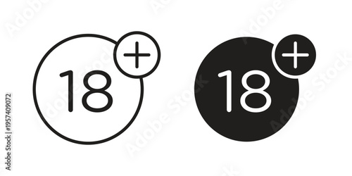 18 Plus icon. Simple outline style for web and app. Vector icon