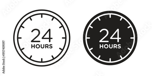 24 Hour time icon. Simple outline style for web and app. Vector icon