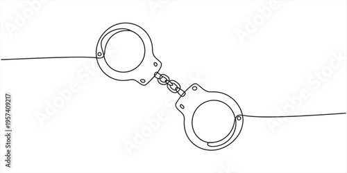 Handcuffs sketch line art isolated on white background vector illustration