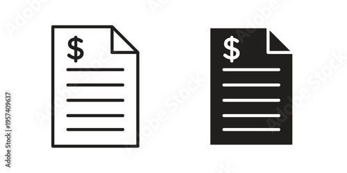 Bills icon. Simple outline style for web and app. Vector icon