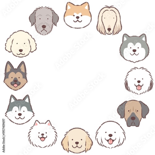 大型犬の顔アイコン円フレーム1