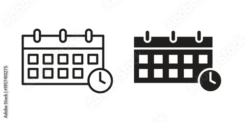 Calendar clock icon. Simple outline style for web and app. Vector icon