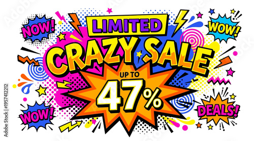 Colorful Pop Art Style Limited Crazy Sale Announcement