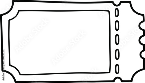 Blank Ticket Outline Vector Illustration for Event, Raffle, Coupon or Invitation Design