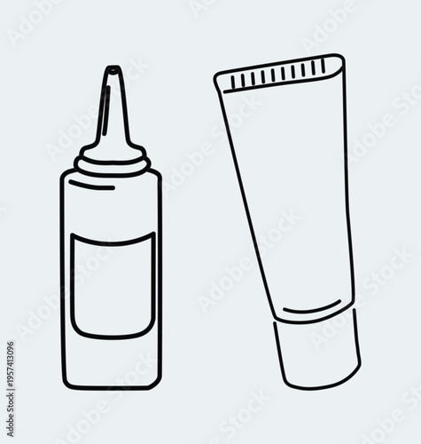 Beauty product bottle cosmetics drawing element set