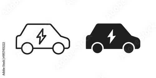 Electric Car icon. Simple outline style for web and app. Vector icon