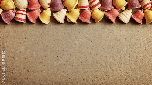 Wallpaper Mural Colorful Candy Bells Border on Rustic Background Perfect for Holiday or Celebration Themes Torontodigital.ca