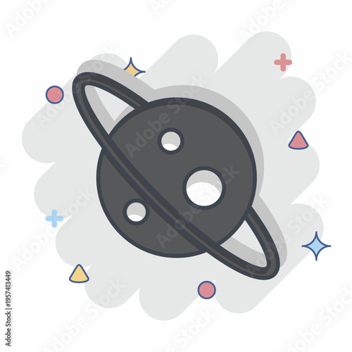 Stylized Planet with Ring and Crater in Space