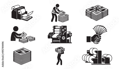 The complete process of book and document production in a printing facility