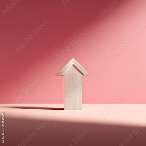 Wallpaper Mural Simple Wooden Arrow Shape on Pink Background with Soft Shadows for Creative and Minimalistic Design Projects Torontodigital.ca