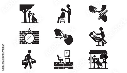 Illustrations depicting various beauty and personal care services