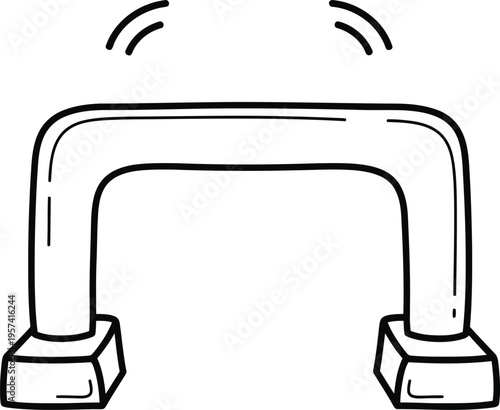 Minimalist vector illustration of a playground horizontal bar in black and white line art style