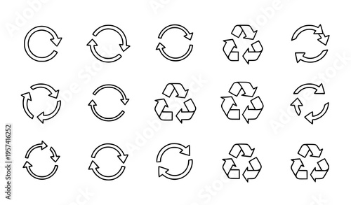 Recycle and refresh arrow icon collection circular loop symbol vector illustration