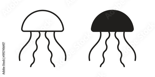 Jellyfish icon. Simple outline style for web and app. Vector icon