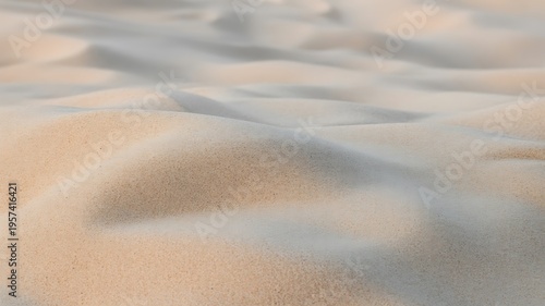 A close-up view of soft sand dunes showing gentle ripples and a smooth texture in natural light