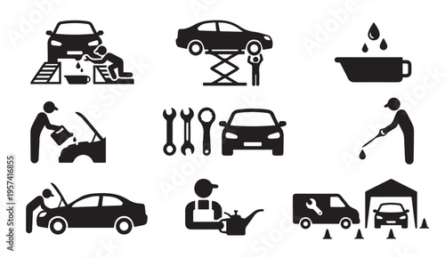 Comprehensive collection of car maintenance and repair icons