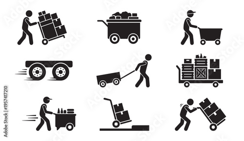 Various methods of transporting and handling goods in a warehouse environment