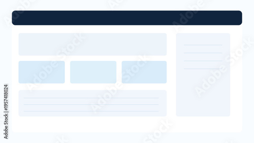 Modern admin dashboard background with top navigation bar, balanced widgets, report table and right insights column for business software