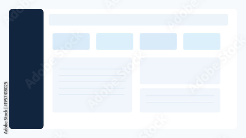 Admin panel interface background with left sidebar layout, analytics cards, table zones and clean modern dashboard structure for SaaS platforms