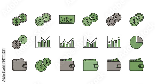 Business Finance Icons and Symbols.