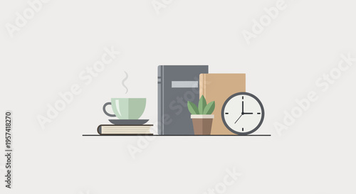 Coffee Cup on Stacked Book.