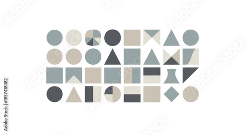 Geometric shapes in various colors.