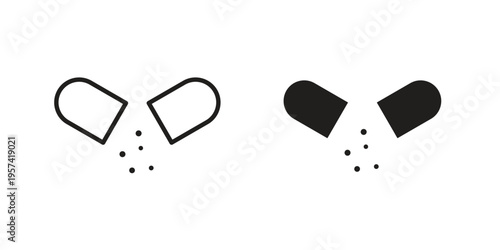 Open Capsule icon. Simple outline style for web and app. Vector icon