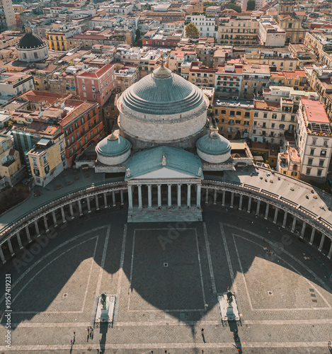 aerial view of naples, napoli italy, piazza plebiscito