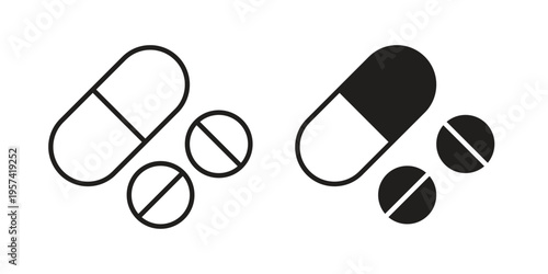 Painkiller pills icon. Simple outline style for web and app. Vector icon
