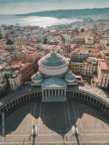 aerial view of naples, napoli italy, piazza plebiscito