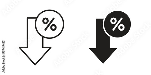 Percent down icon. Simple outline style for web and app. Vector icon