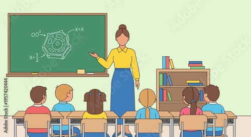 Teacher Explaining Biology Lesson to Students in Classroom