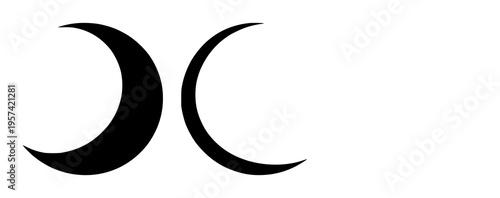 Crescent moon silhouette set with simple line art design featuring outline, illustration, graphic elements with clean design and vector art