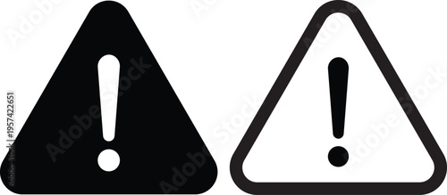 Warning Alert Triangle Icon Set Solid Outline.