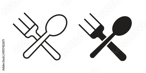 Spoon and Fork icon. Simple outline style for web and app. Vector icon