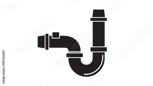 P-trap plumbing fitting with black silhouette design and clean white background for sanitation and drainage icons.