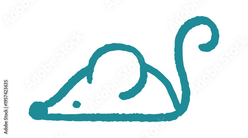 Mouse profile with pointed snout and tail