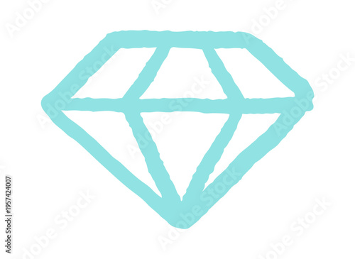 Diamond gemstone outline with hand drawn facets