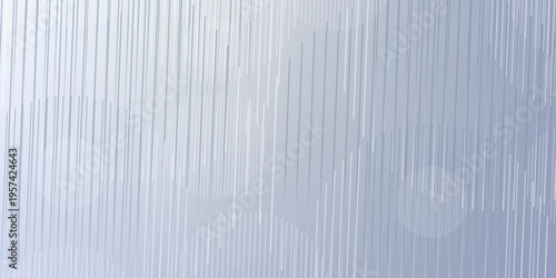 Abstract silver vertical line circles background, minimal geometric pattern with falling light streaks for banner, presentation or website design