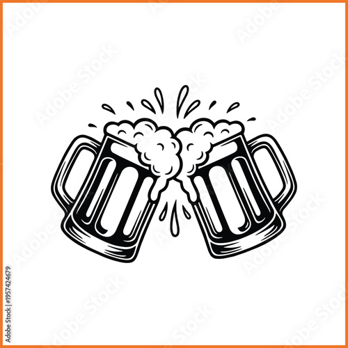 Whiskey Glass Toast with Splash and Ice Cubes Vector Illustration