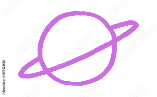 Planet with ring sketched as rough circle
