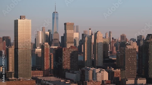 Drone footage of Lower Manhattan and Jersey City